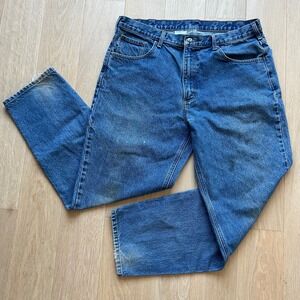 Carhartt B17 DST Relaxed Fit Jeans Mens 40x32 Blue Denim Workwear Stained